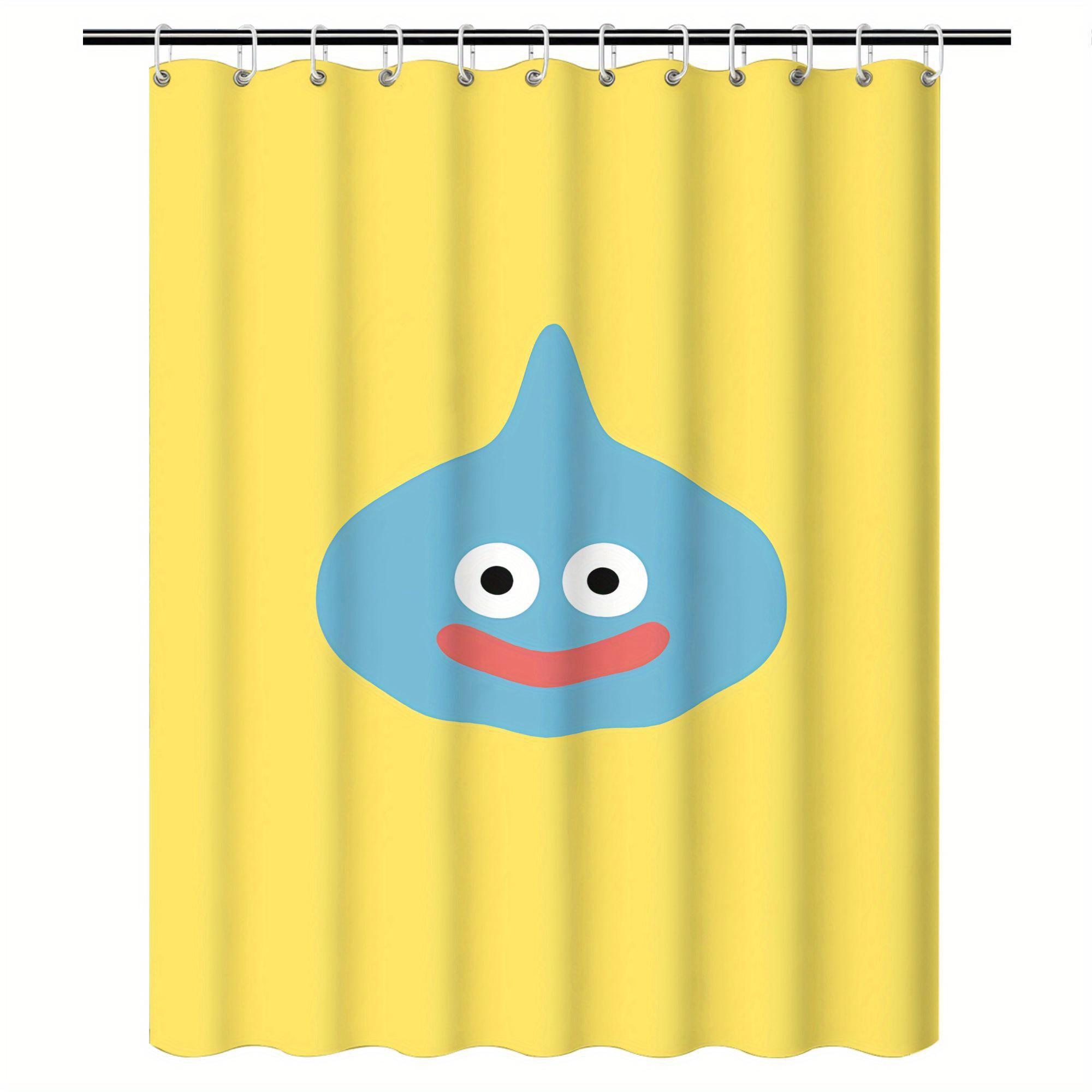 

Dragon Quest Slime Shower Curtain – Cute Anime Bath Decor, Yellow & Blue Design, Easy Clean For Modern Bathroom W60H190(CM)-1 Pcs