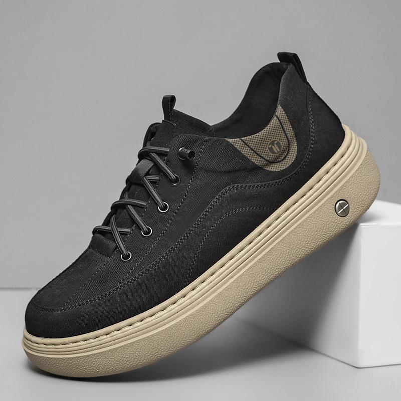 New autumn men's shoes platform canvas shoes casual trendy shoes old Beijing cloth shoes one pedal lazy comfortable driving shoes