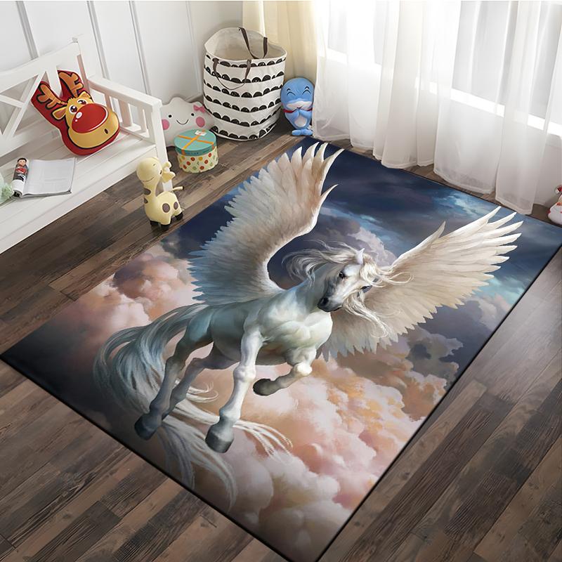 3D Cartoon Pattern Unicorn Rug Large Game Carpet Area for Living Room Kid Bedroom Sofa Kitchen Decorate Child Non slip Floor Mat