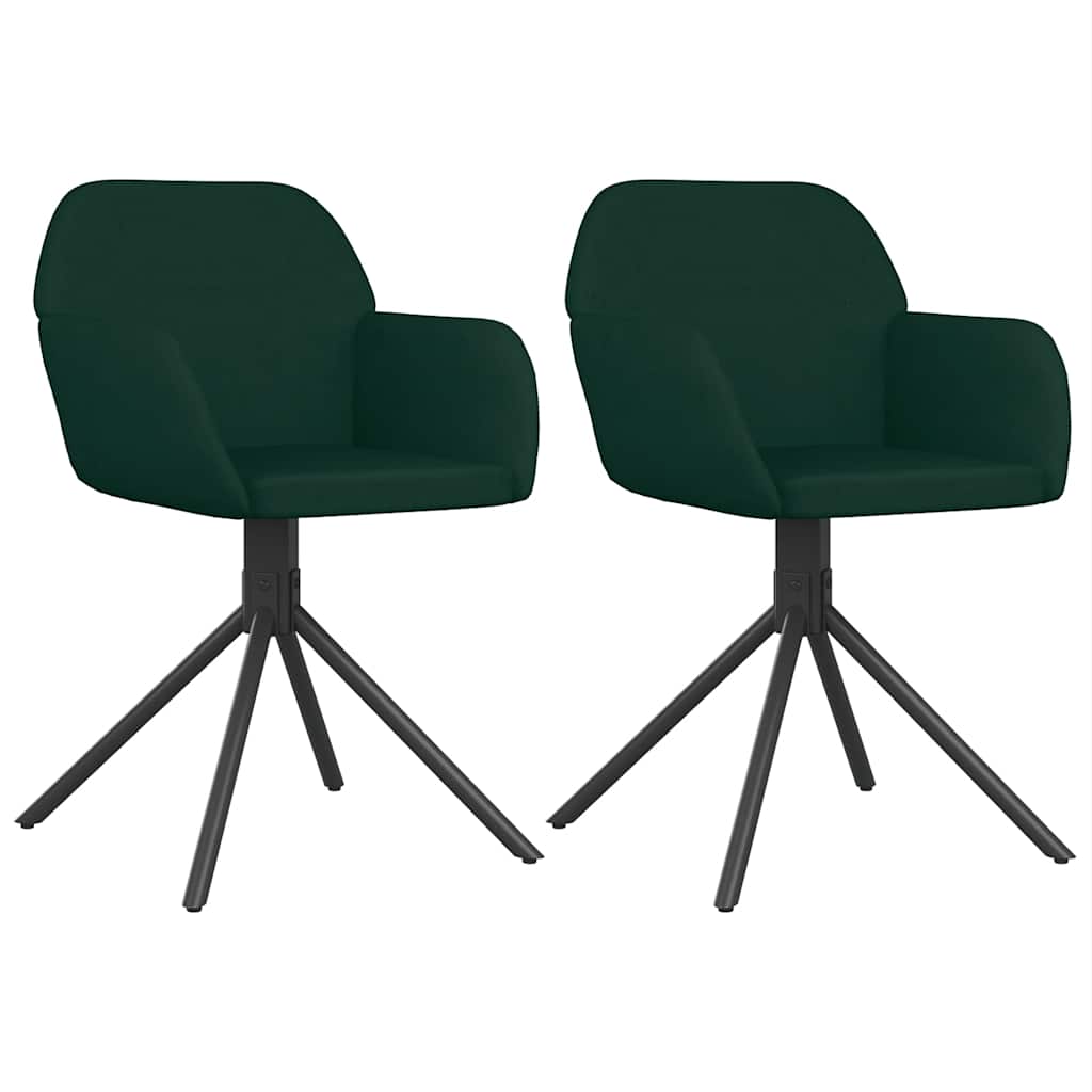 Dining Chairs 2 Pcs Swivel Dark Green Velvet