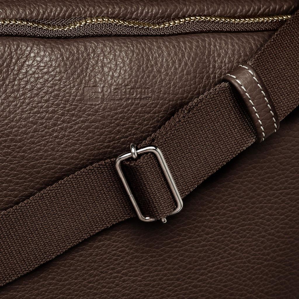 Marco Platform Shoulder Bag, Water-Repellent Italian Leather, 2-Way, Men's, Chocolate