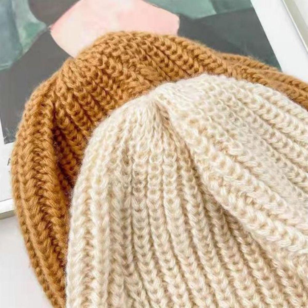 Multi Colors Knitted Beanies Solid Cute Warmer Bonnet New Female Beanie Caps  Outdoor