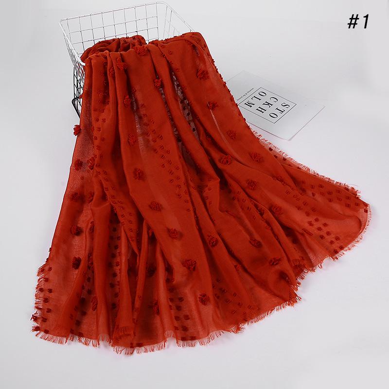 Flocked Bubble Chiffon Scarf Hijabs For Muslim Women Soild Color Breathable Islamic Headscarf Arab Head Scarves