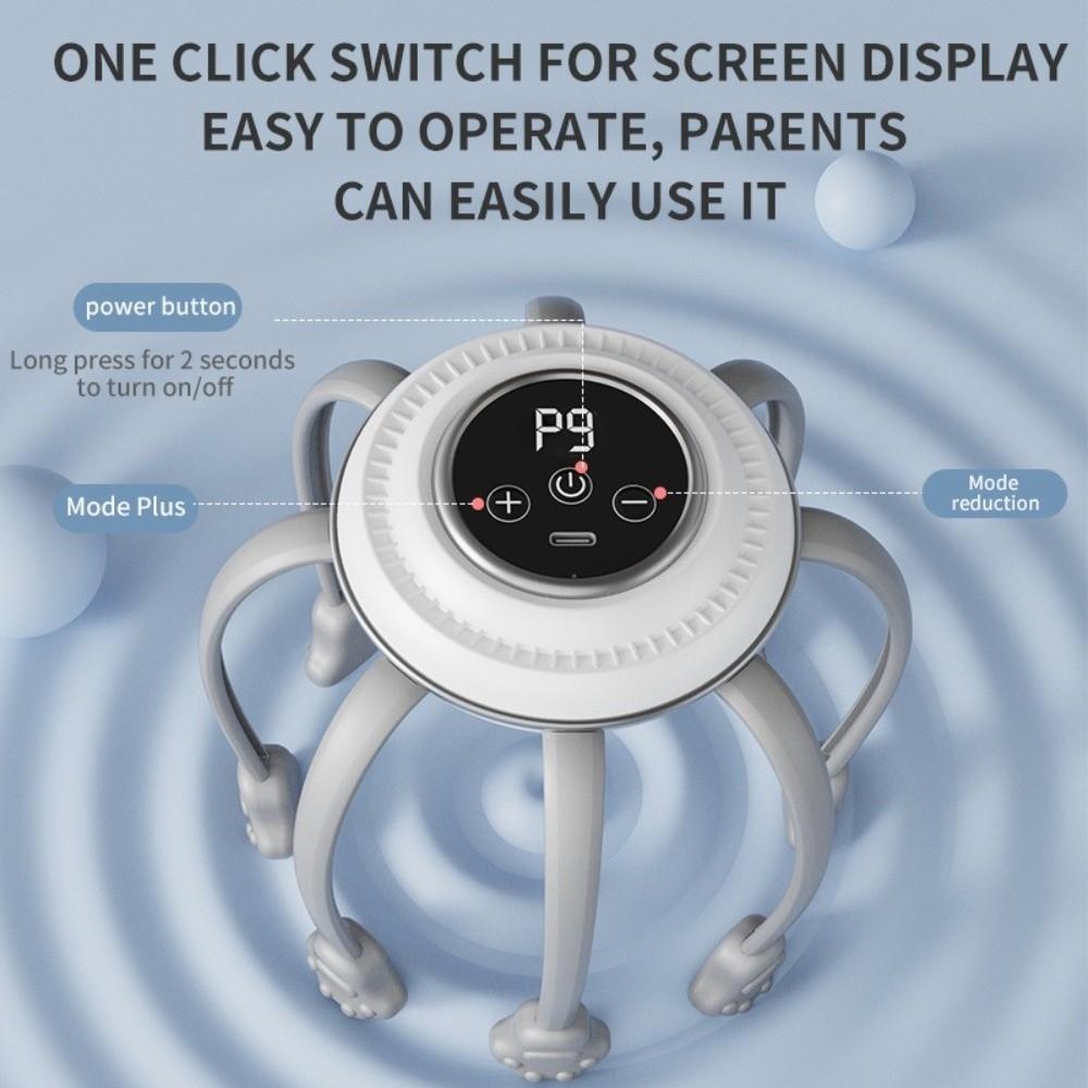 Button Control Octopus Head Massager Electric Scalp Massager for 5V/500mAh Fatigue Relief