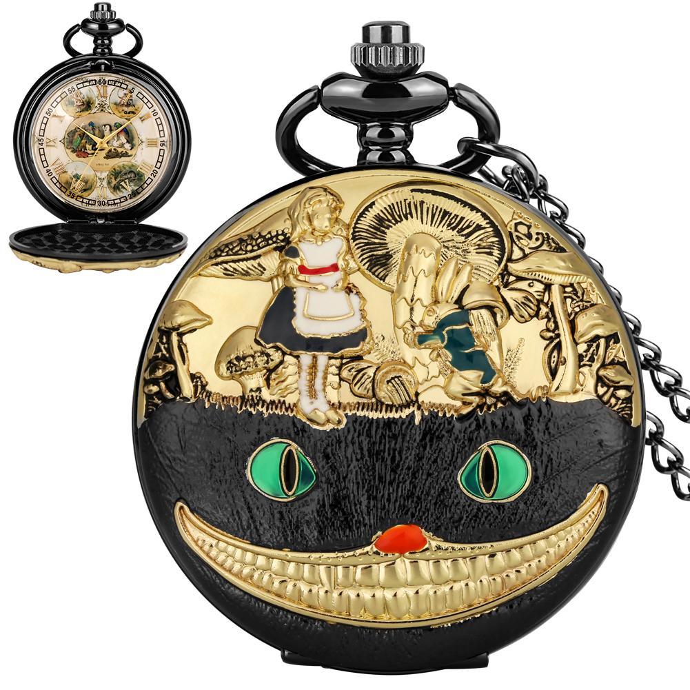Mr. Rabbit and Girl Vintage Pocket Watch, with Chain, Can Be Used As a Gift, Necklace Pendant, Party Gift Jewelry Accessory