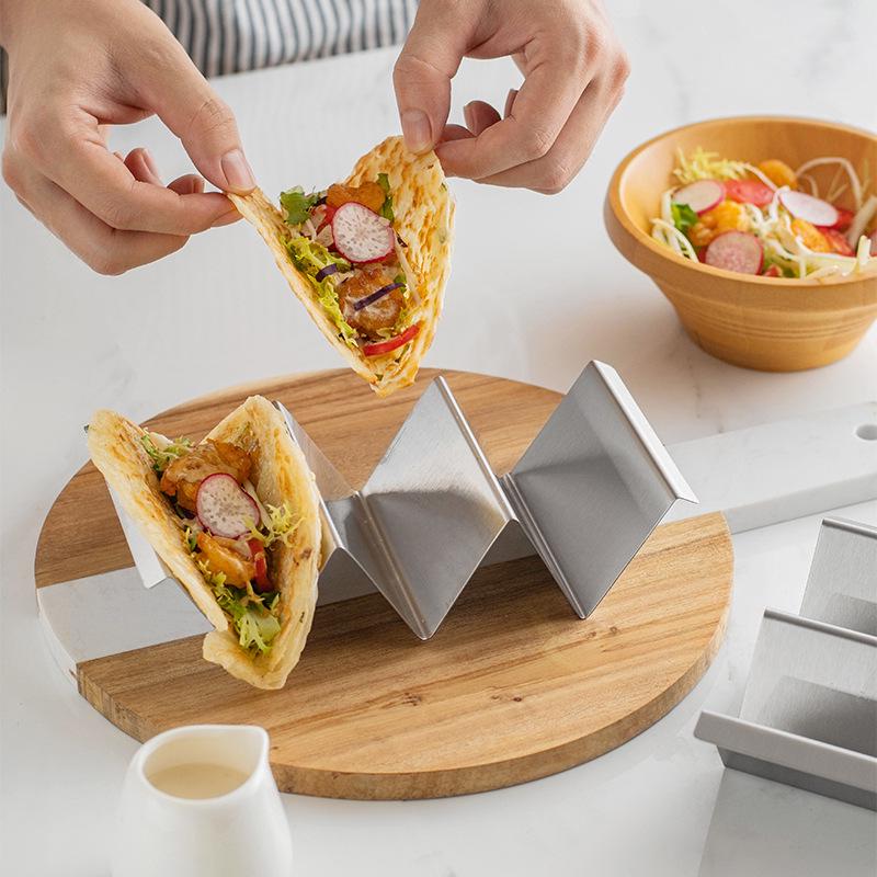 Stainless Steel Taco Holder Rack for 2-3 People - Mexican Pancake & Corn Tortilla Clip