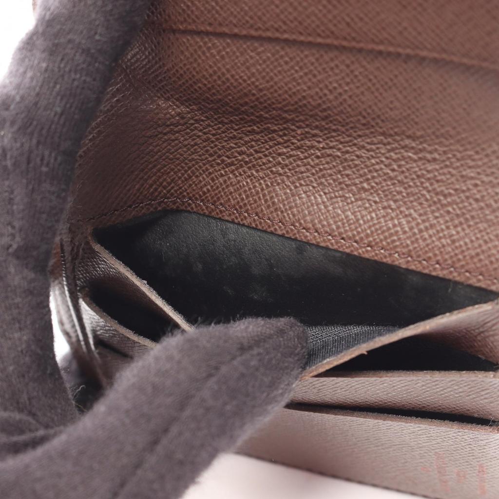 Used LOUIS VUITTON Compact Zip Bi-fold Wallet N61668 Damier Leather PVC Brown Ebene Used Women