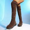 Fashion 2025 New Women Boots Winter brown Over The Knee Boots Comfort Lace Up Chunky High Heels Shoes Fashion Warm Suede Round Toe Boots