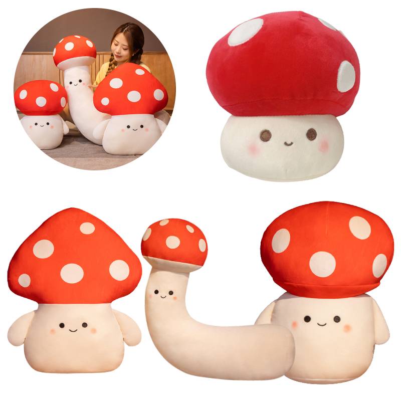 Mushroom Cute Plush Doll Long Sleep Pillow Cushion Hand Warmer Kids Decor Gift