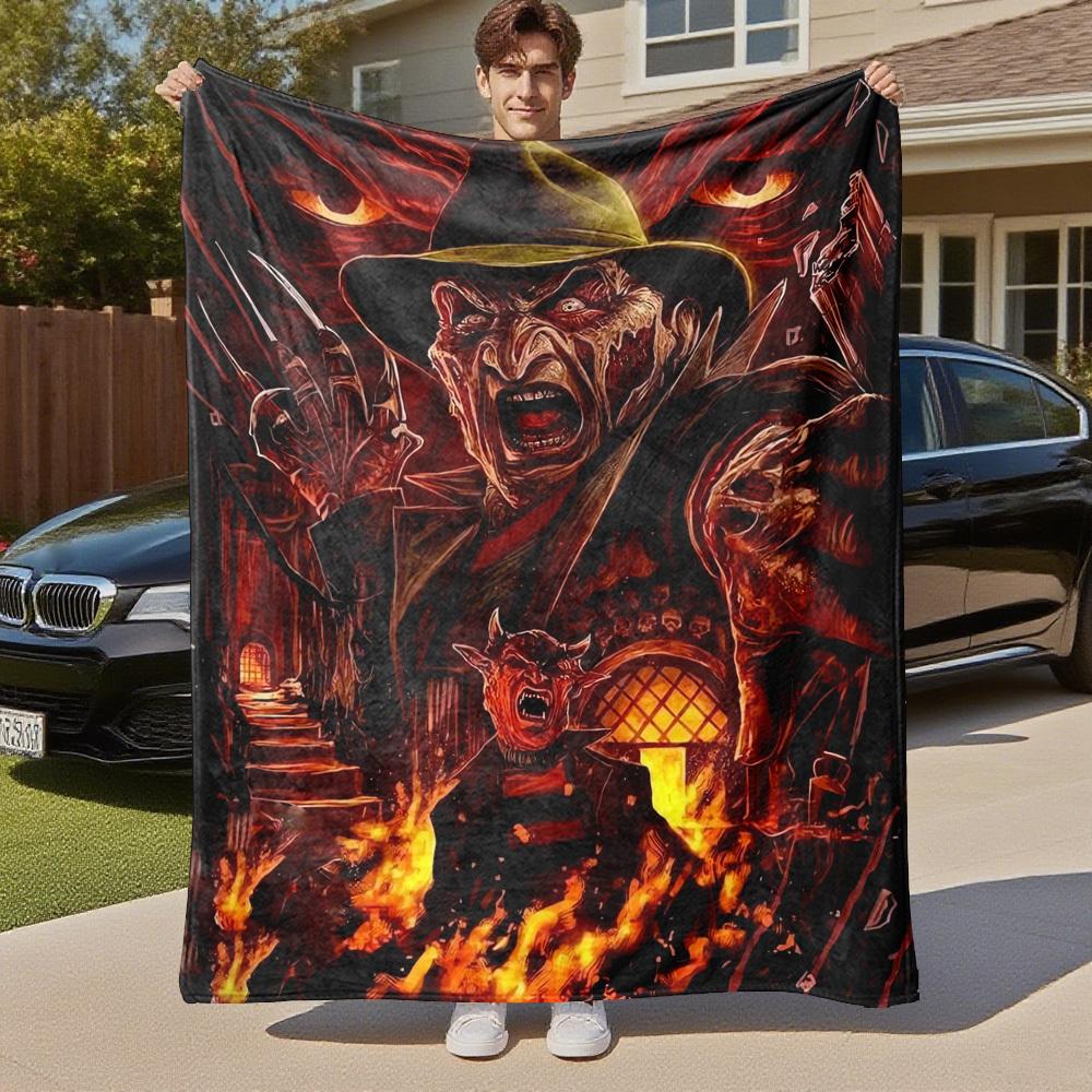 1pc Freddy Krueger,Horror,Nightmare Blanket Throw Blanket,Soft Bedding Cover,Flannel Blankets, Travel,Camping,All Seasons Use 102762