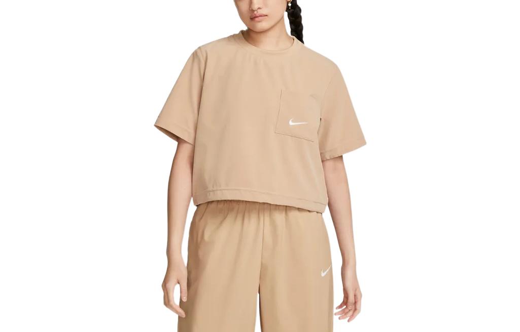 

Nike T Shirts Women s Linen Yellow Crew Neck Moderate Straight Fit DQ6183-200 L