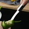 2 Stück Chili-Pfeffer-Kernentferner aus Edelstahl, scharfe Klinge, einfach zu drehen, entfernen Sie die Samen, lebensmittelechtes Material, Küchenwerkzeug