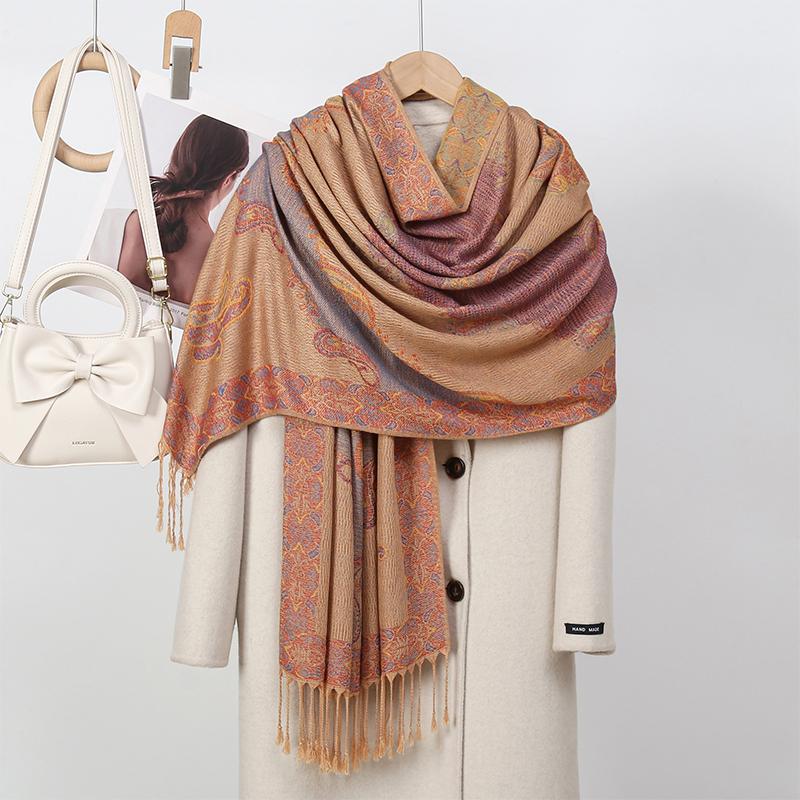 New Winter Women Cotton Jacquard Scarf Big Shawl Fashion Elegant Lady Long Printing Decorate Scarves Sun Protection Bandana