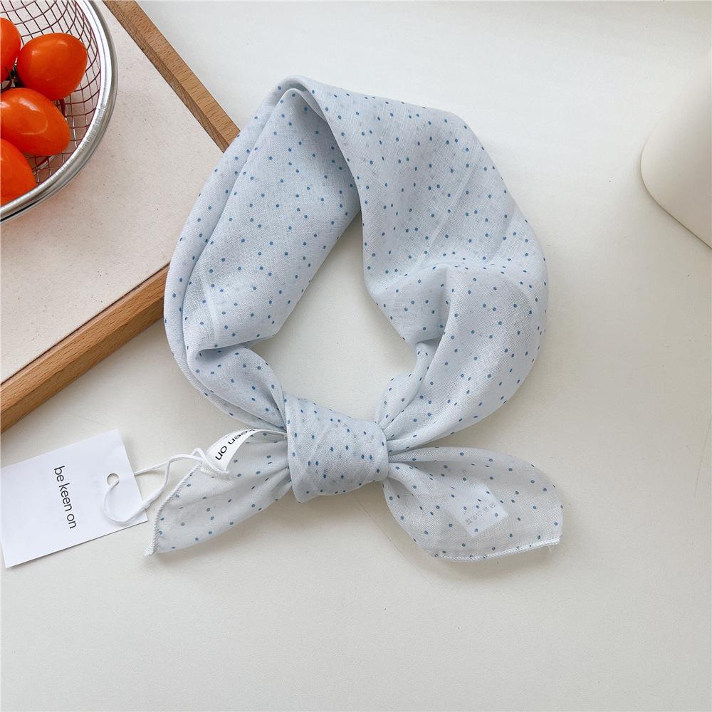 Koreanisches Trendiges Frühlings-Gepunktetes Seiden-Kopftuch - Quadratisches Mode-Tuch für Damen für Haare, Hals und Dekoration