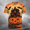 Halloween Heren Optische Illusie Pompoen 3D T-shirt Korte Mouw T-shirt 3D Print Ronde Hals Shirt Horrorfeest Straat Vakantie