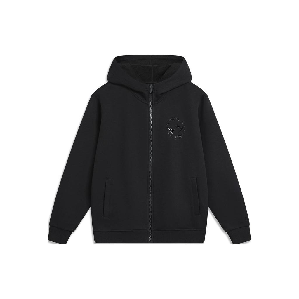 Li Ning Sports Trend Series Solid Color Loose Fit Hoodie Unisex Hoodies Black AWDT755-2