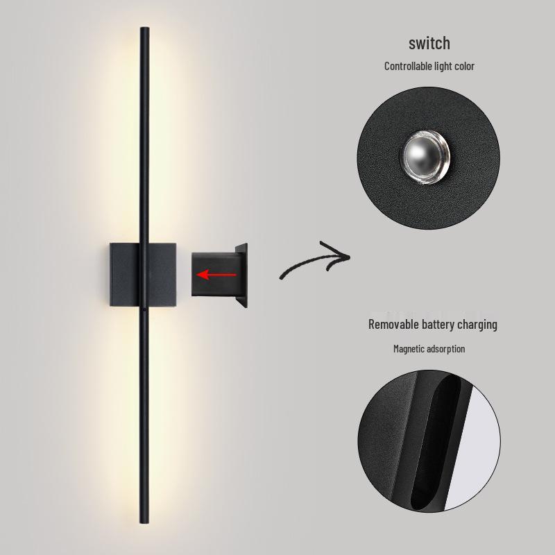 Lux Rechargeable LED Wall Lamp for Living Room & Bedroom – Sleek Linear Design, No Wiring Needed