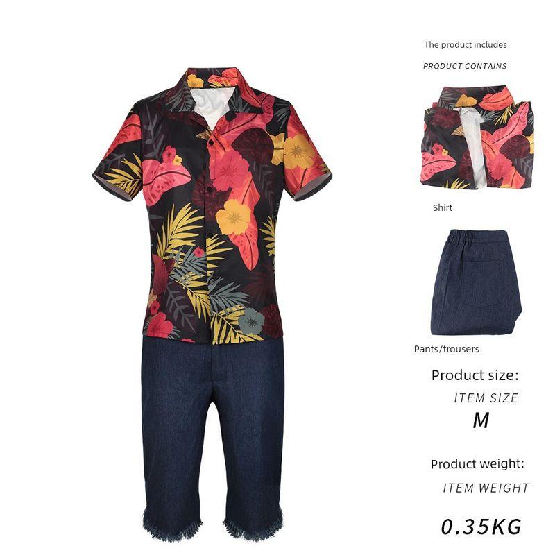 Real-Life Version of One Piece Cosplay Costume, Same Style as the Movie, Men s Floral Shirt, Straw Hat, Performance Outfit, Luffy Cosplay Costume Luffy Floral Shirt Suit L