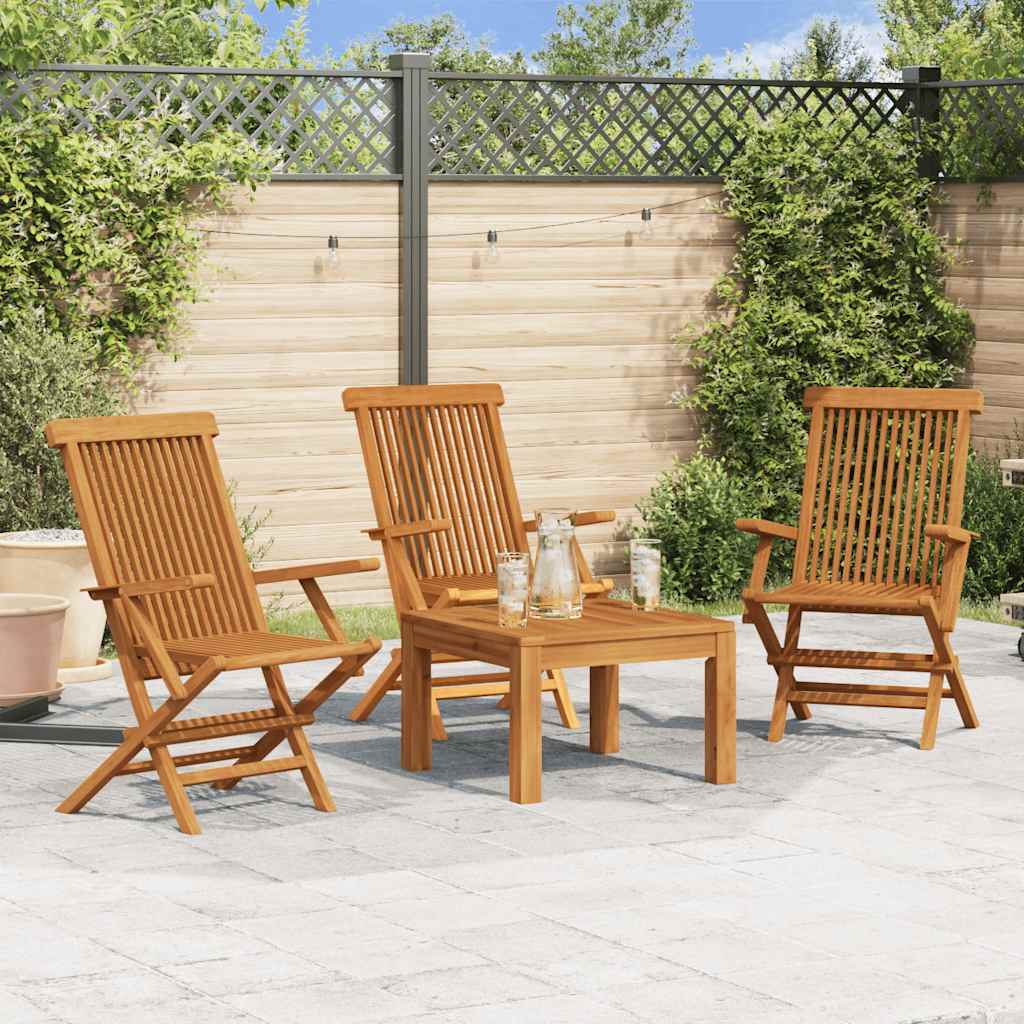 vidaXL Klappstühle, 3er-Set, für Garten und Terrasse, Teakholz