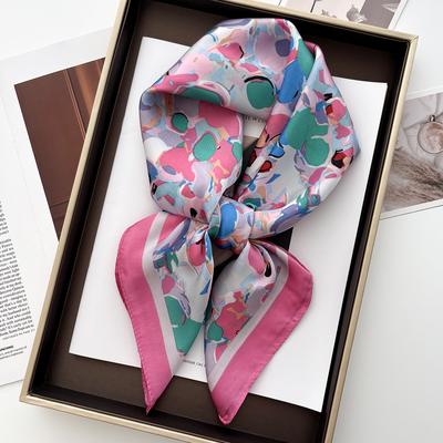 Luxuriöse Damen Weiche Satin Haar-Schals Mode Druck Quadratisches Kopftuch 70cm Professioneller Designer Schal Stirnband