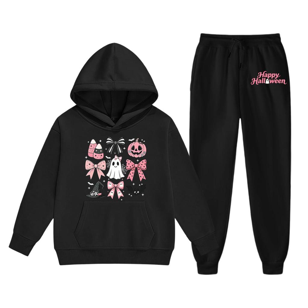Kids Halloween Hoodie Set Long Sleeve Pullover Sweatshirt with Hood and Matching Pants Soft Comfortable Outfit for Children