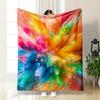 Explosion of Vibrant Colors Radiating Outward with Splashes and Droplets. for All Seasons Blanket Lunch Break Throw Gift