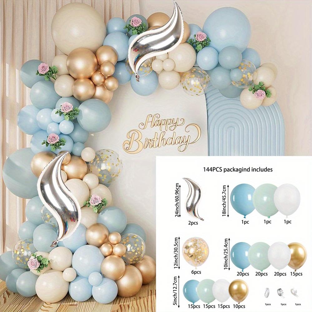 

144PCS Grey Blue Balloon Garland Arch Kit, Birthday Party Bridal Shower, Blue Baby Shower Decorated Boy Baby Shower Balloon Arch Other