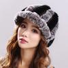 Fur Rabbit Fur Hat for Women Winter Middle-aged and Elderly Women Rex Rabbit Fur Thick Warm Duckbill Hat Ear Protection Mother Hat