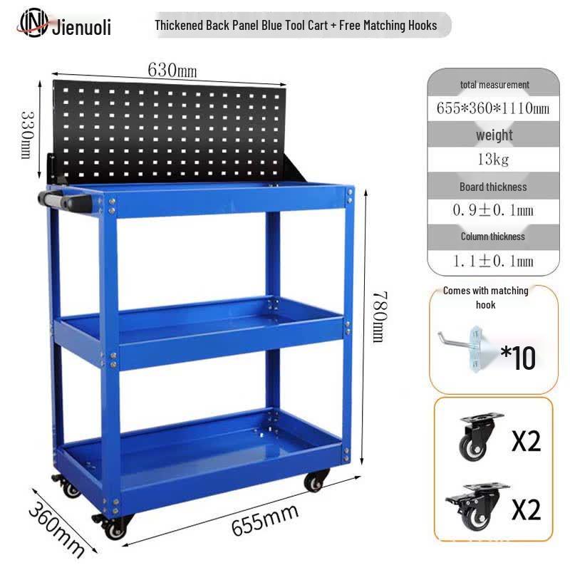 JNL N95091 Mobile 3-Layer Auto Repair Tool Cart синий