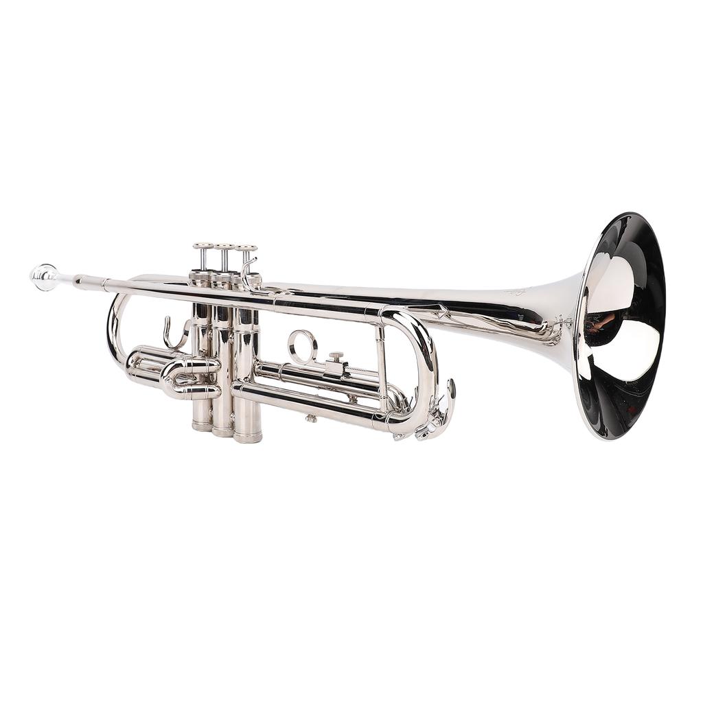 Bb Trumpet Set Silver Bright Sound Flexible Keys Brass Phosphor Copper Trumpet Set for Beginner Students