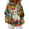 Women's Loose Comfortable Casual Fashion V-Neck Christmas Print Long Sleeve Hoodie