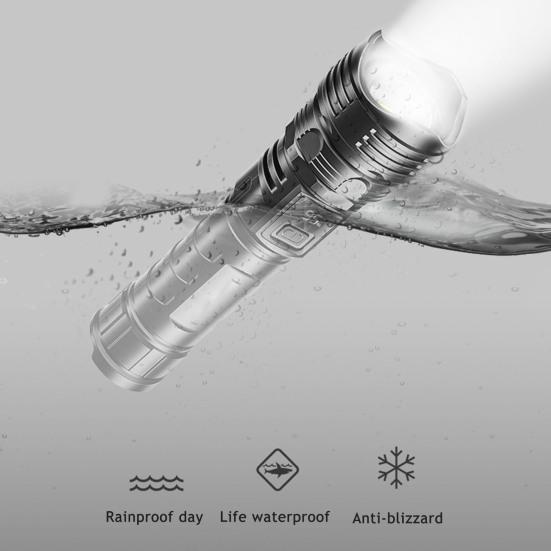 High-brightness LED Flashlight Digital Display Waterproof Rechargeable Flashlight Energy-saving LED Torch for Outdoor Camping Patrol