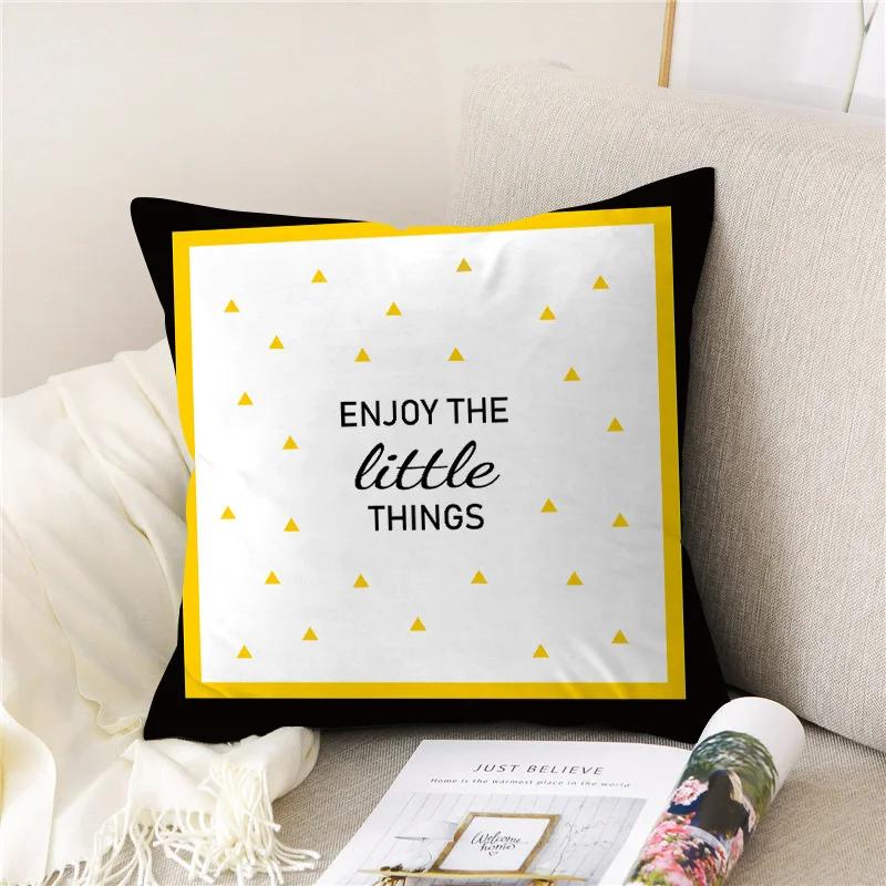 Yellow and Black Cartoon Bear Giraffe Throw Pillow Case Geometric Cushion Covers for Home Sofa Chair Decorative Pillowcases