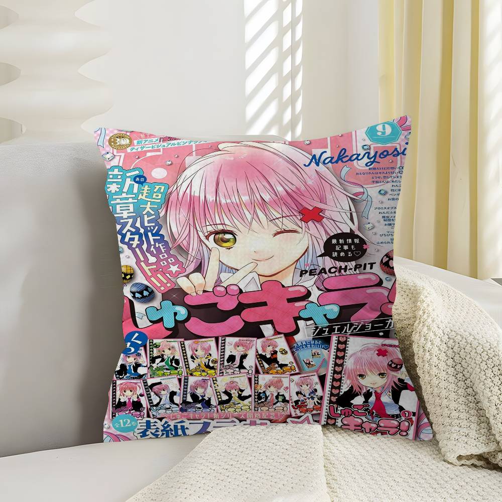 Shugo Chara Anime Pillow Covers Cartoon Sofa Decorative Home Doublesided Printing Short Plush Cute Cushion Cover