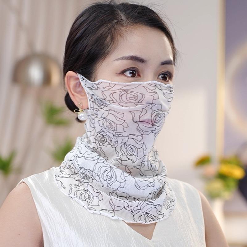 Korean Style Veil Scarf: Full Face & Ear Protection, Trendy Thin Gauze Scarf, Versatile Lolo Set for Women