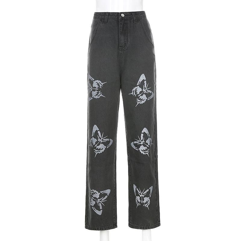 Verano Vintage Jeans Mujer Pantalones Largos Vaquero Mujer Suelta  Streetwear Mariposa Pantalones Estampados comprar a buen precio — entrega  gratuita, reseñas reales con fotos — Joom