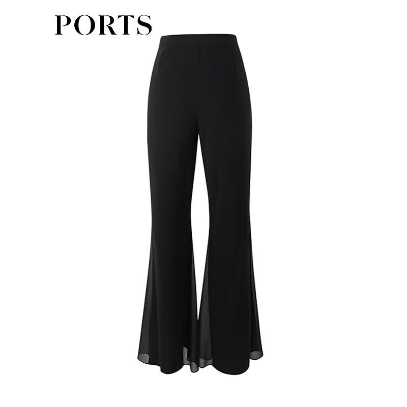 PORTS Women's High-Waist Micro-Flare Slit Casual Pants
