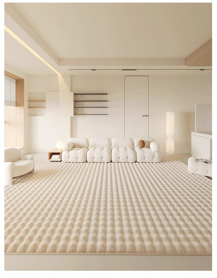 2024 Creme Blase Kunstkaninchenfell Teppich für Wohnzimmer, Sofa, Schlafzimmer, Bettseite, Boden oder Erker