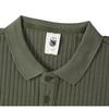 Męska modna koszulka polo o fakturze w stylu koreańskim - Jednolity kolor, Dzianina prążkowana, Krótki rękaw
