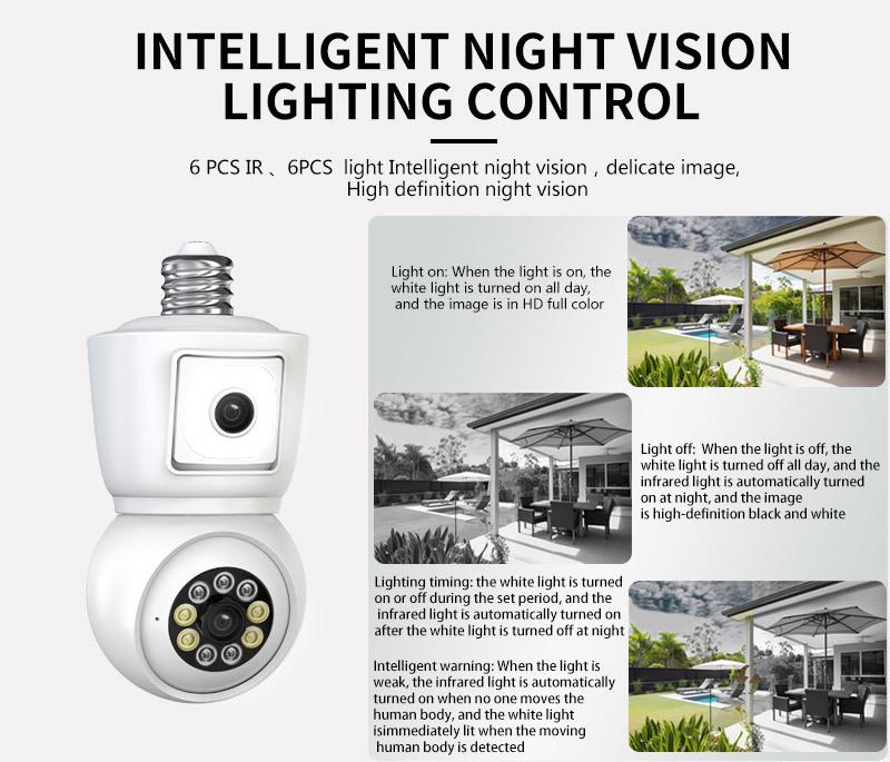 ICSEE HD Wireless Light Bulb Camera 6MP with Dual Light Night Vision and Mobile Remote Control