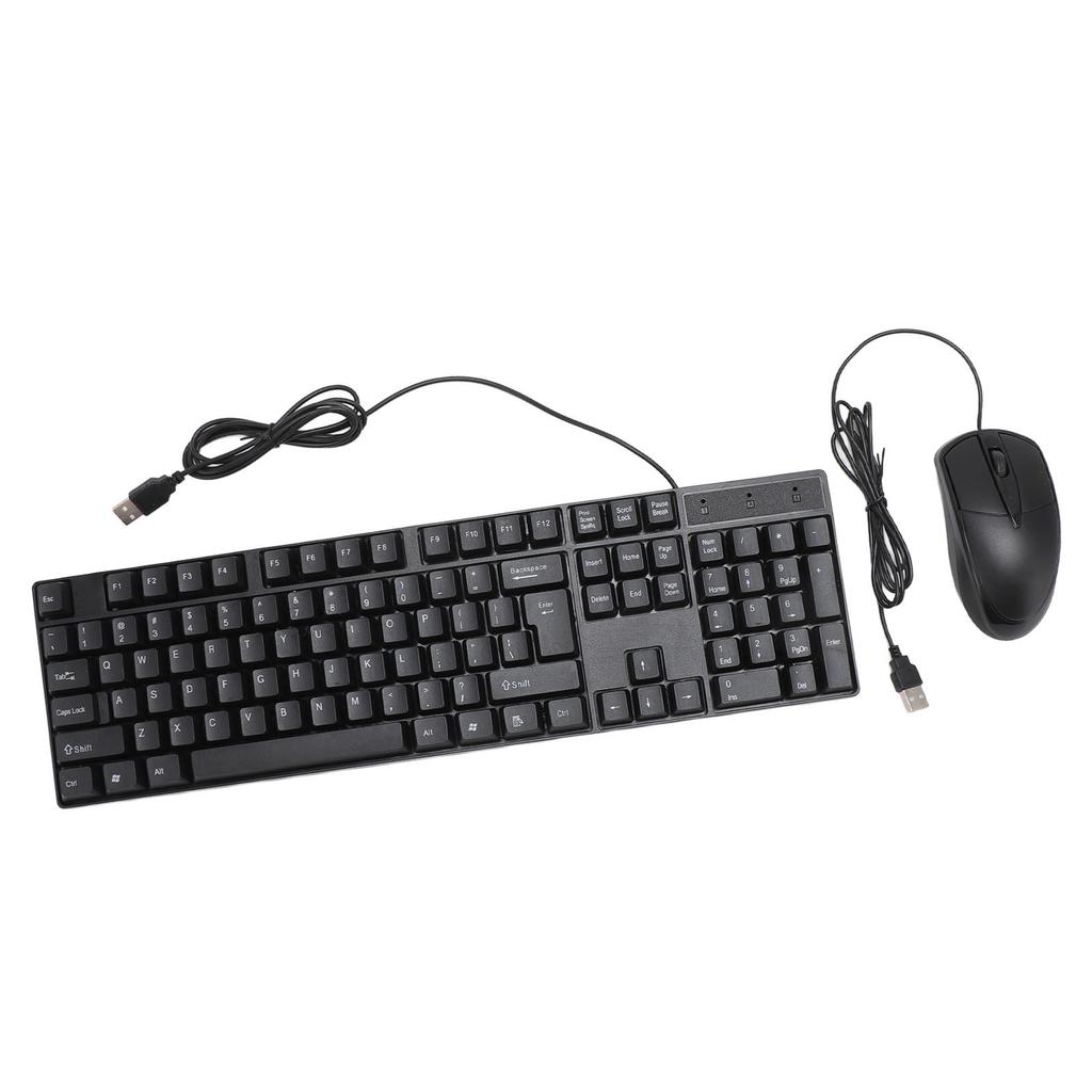 Wired USB Keyboard Mouse Set Ergonomic 104 Keys Keyboard Comfortable Grip Mouse for Game Business
