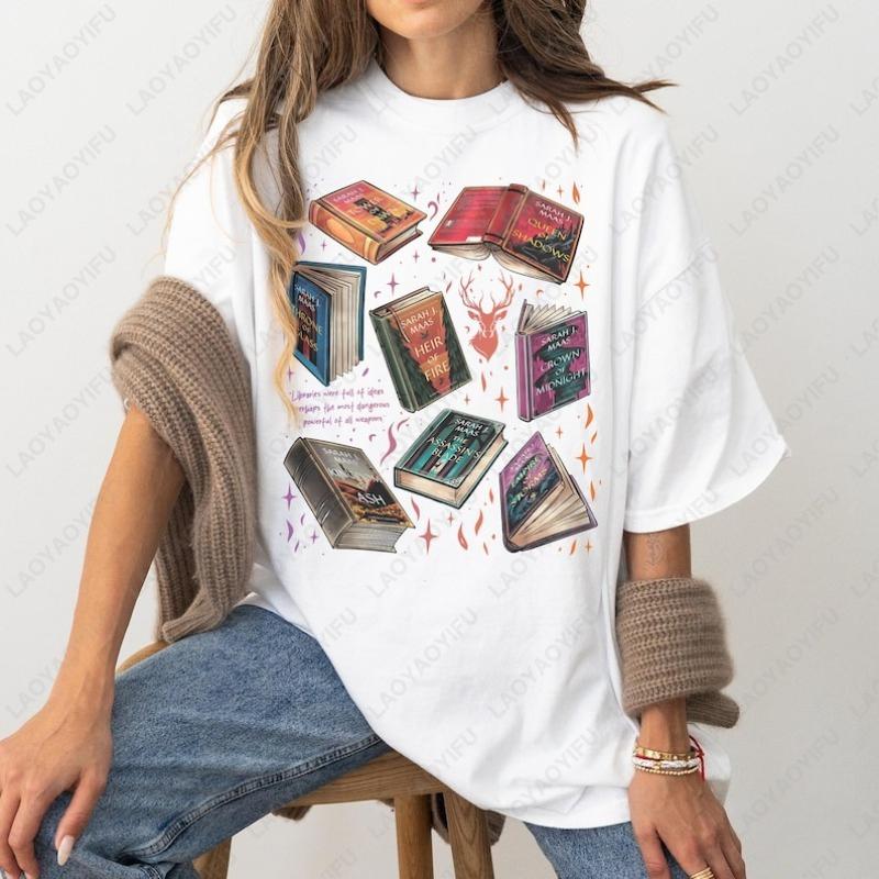 Fantasy Book Fan Gift Velaris Book Lovers Printed Tops SJM Inspired Design Bookish The Bat Boys Court Of Dreams Cotton Shirts