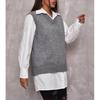 Dámská podzimní a zimní vesta Dámská jednobarevná vesta svetr s výstřihem do V a rozparkem Venkovní oblečení pro ženy