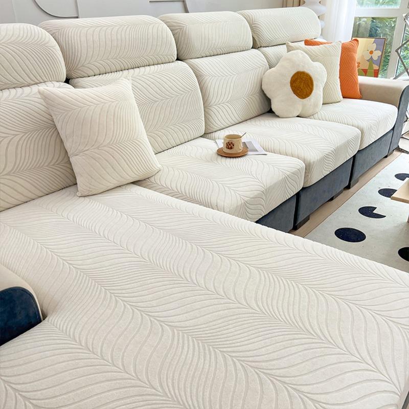 New Waterproof Fabric Sofa Cover Jacquard Solid Sofa Cushion Seat Case Stretch L-Shaped Cover Living Room Furniture Protector