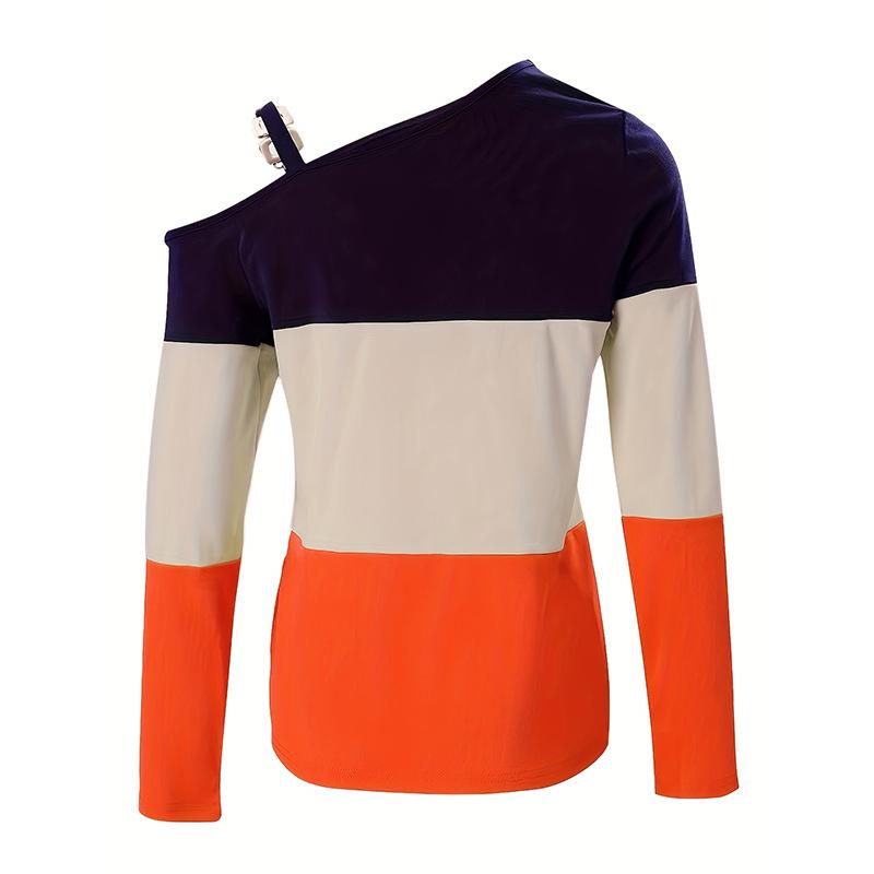 Korean Off-Shoulder Long-Sleeve Women's T-Shirt: Stylish, Unique Design for Spring & Autumn