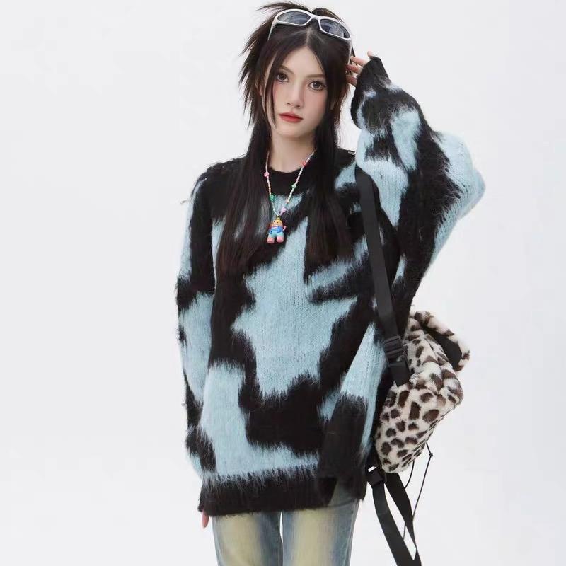 Fashion Loose Pullover Knitted Sweater Women Autumn Outfit Long Sleeve Retro Chic Woman Knitwears Tops Elegant Round Neck Soft Warm Sweaters 24950