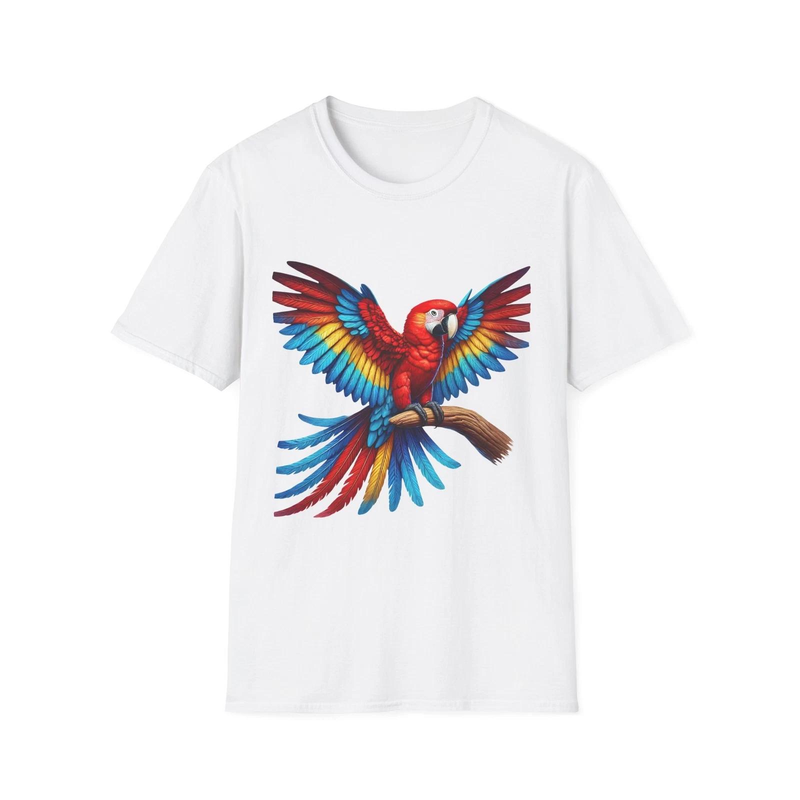 Футболка с принтом попугая, Футболка с тропической птицей, Цветная футболка с животным, Любитель дикой природы 2XL