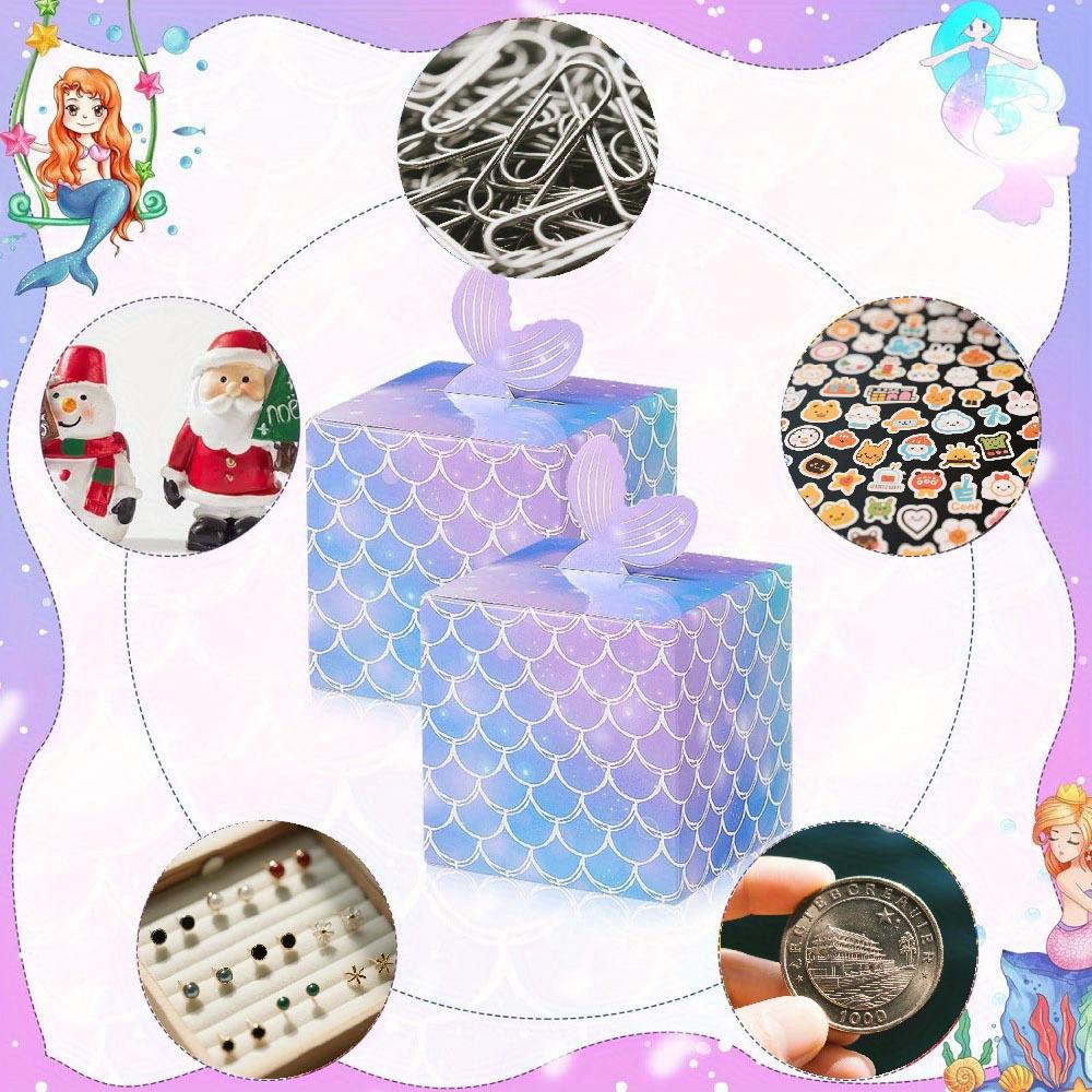 12pcs Mermaid Party Favor Box Paper Treat Boxes Mermaid Tail Gift Box Summer Gift Packaging Box Square Gift Box Gift Wrap Box for Under The Sea Theme