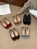Square Head Retro Small Red Bow Shallow Mouth Evening Single Shoes Women's 2025 New Ballet Gentle Grandma Shoes