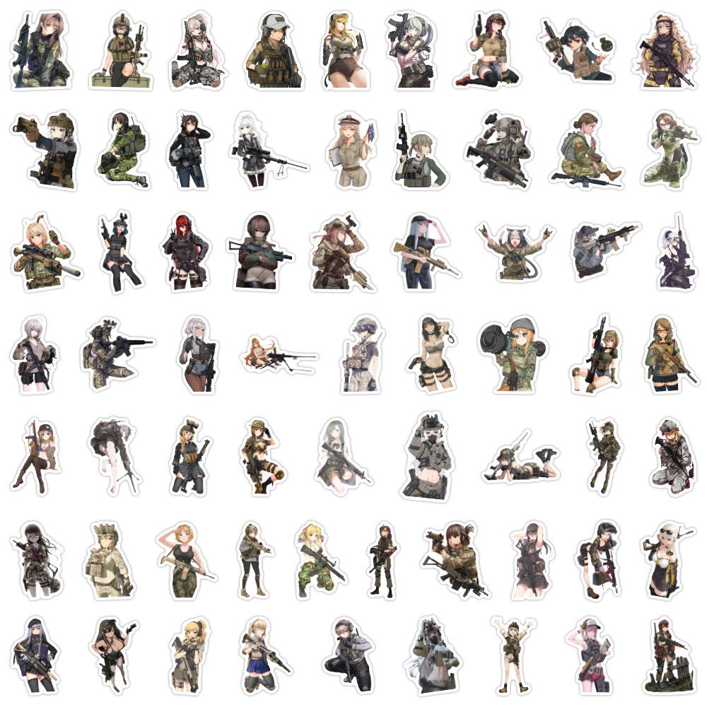 10/30/60pcs Camouflage Female Soldiers Stickers Cool Anime Girl Decal DIY Skateboard Phone Suitcase Cartoon Graffiti Sticker Toy